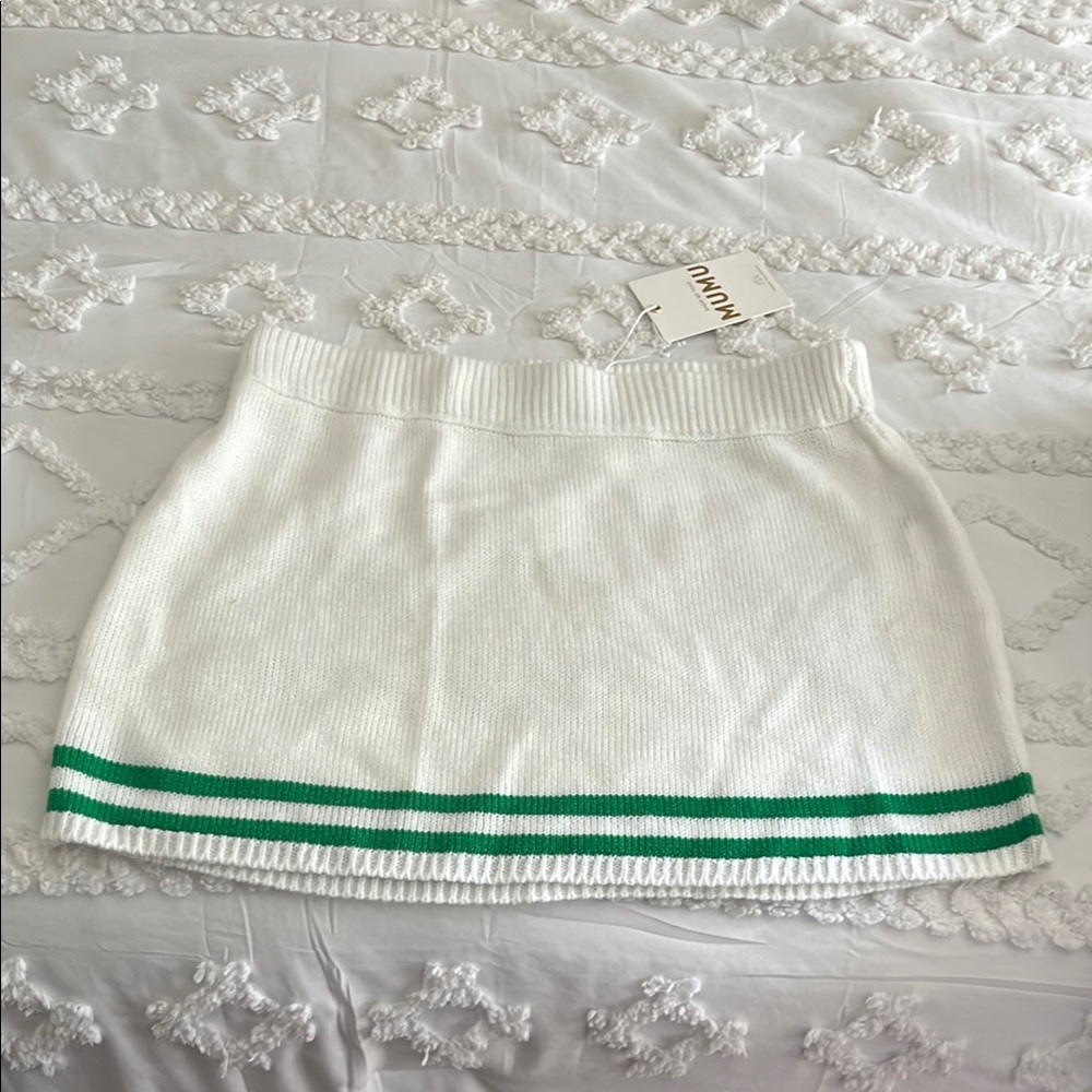 Show Me Your Mumu White and Green Knit Skirt